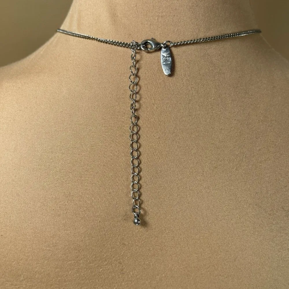 New York And Company Silver Tone Fringe Statement Necklace Adjustable Length - Image 5