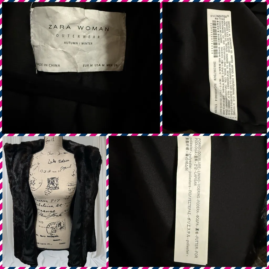 ZARA OUTWEAR FAUX FUR COAT BROWN BLACK sz M - Image 15