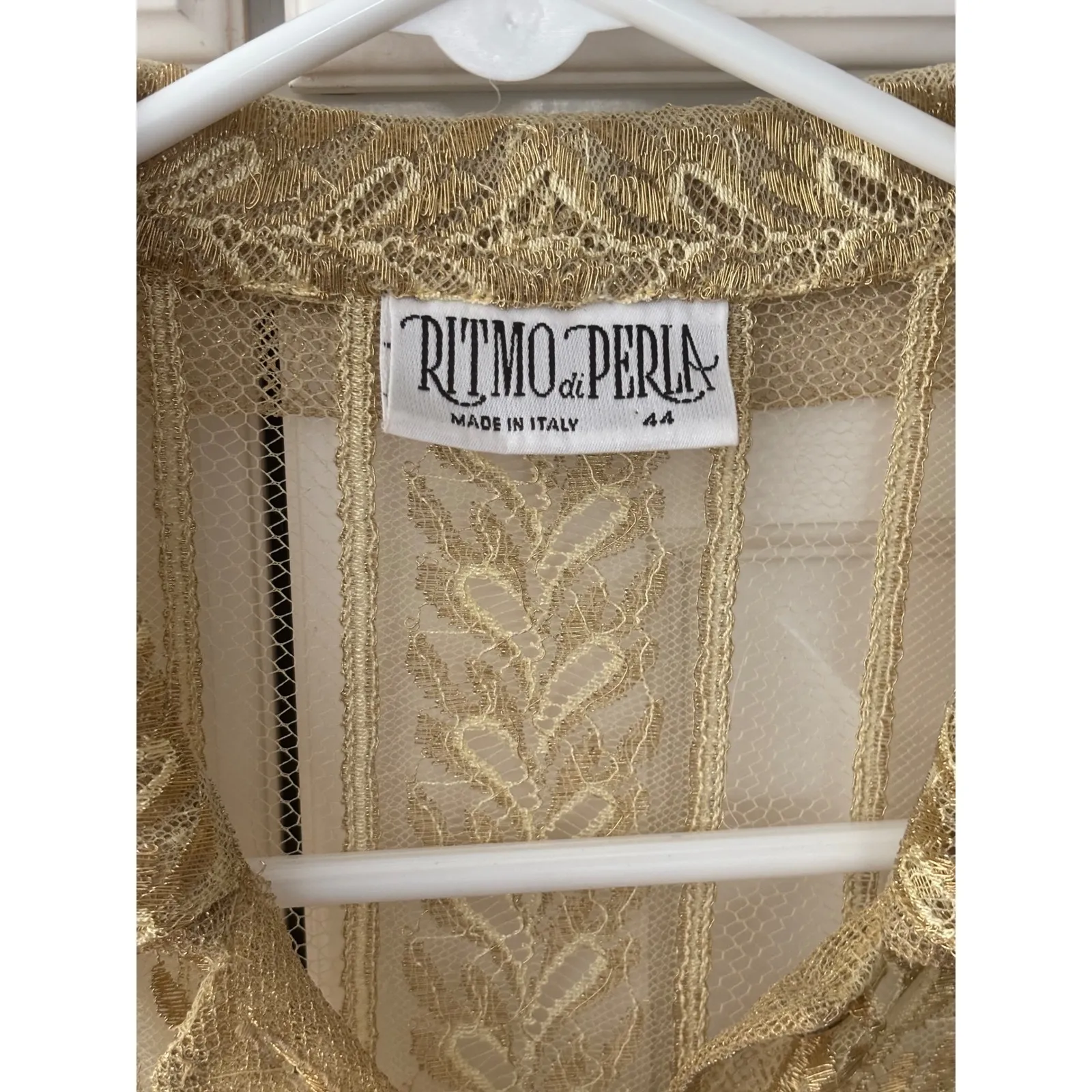 Ritmo di perla gold tunic button up top. Made‎ in Italy. Designer tunic. Size XL - Image 2