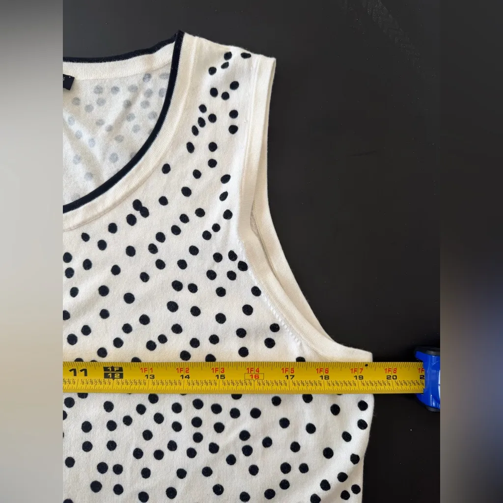 Talbots  Womens Sweater Tank white polka dot Black Scoop Neck Chicos US Sz XLP - Image 6