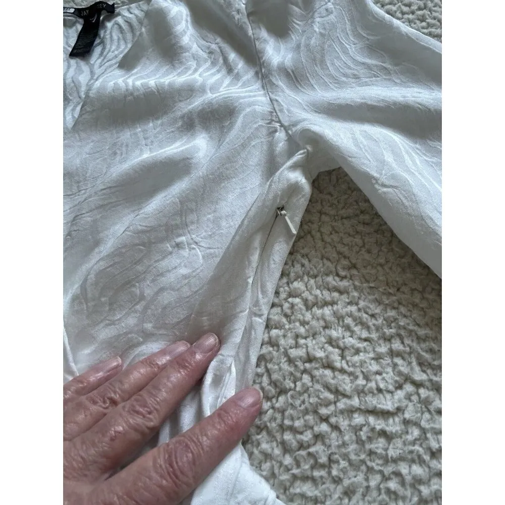 Jay Godfrey Hannah Wrap Top V-Neck Long Sleeve Jacquard Tie Front White Size 2 - Image 5