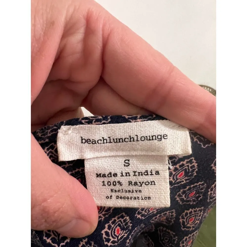 Beach Lunch Lounge Sun Dress Geometric Paisley Handkerchief Print Tassel… - Image 5