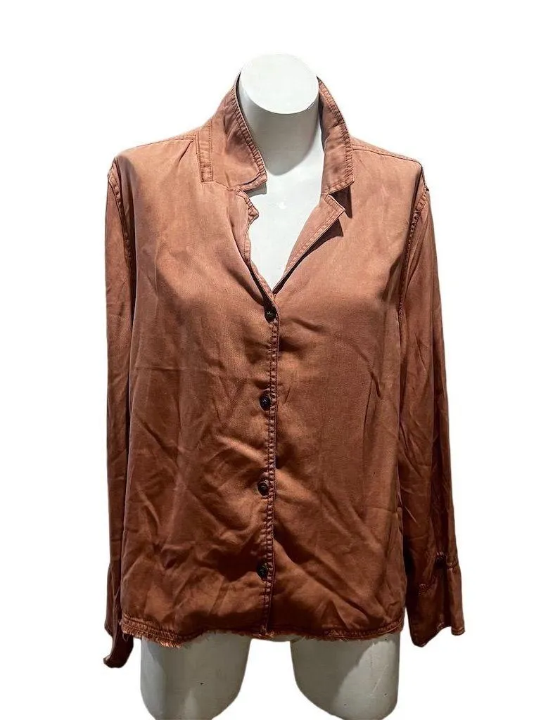 C&C California Women's Pink Chambray Button-Up Top XL Long Sleeve Collared - Image 8