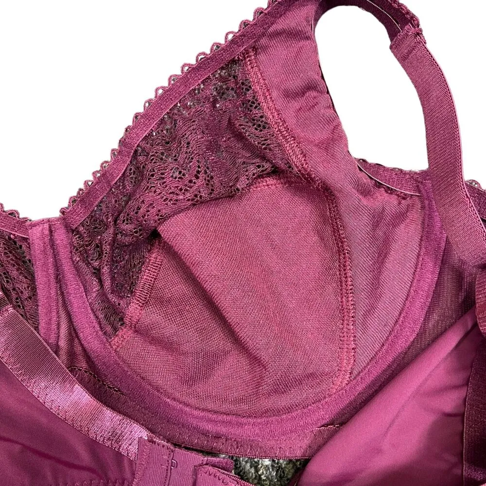 Natural Form Womens Bra Lace Unlined Underwire Burgundy Red Sexy XXXL Size 3X - Image 8