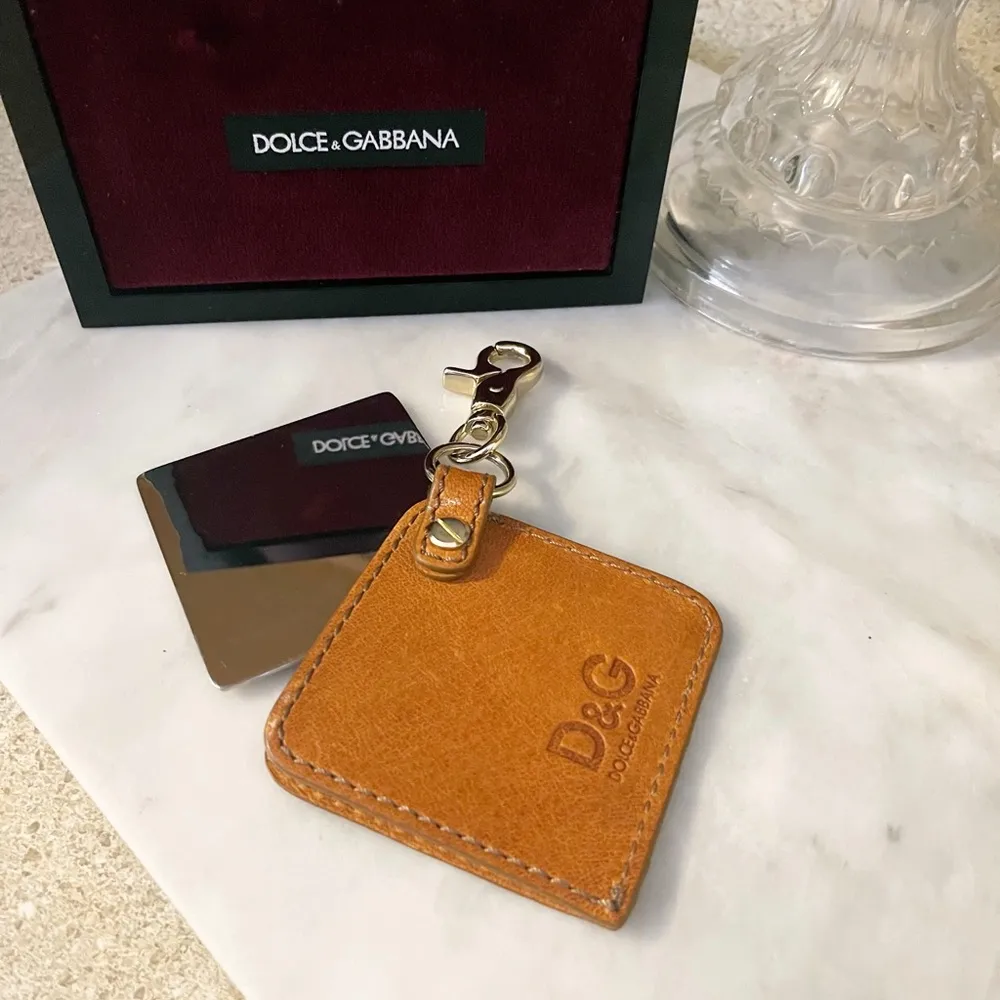 Authentic Dolce & Gabbana Camel Leather Belissima Mirror Bag Charm - Image 9
