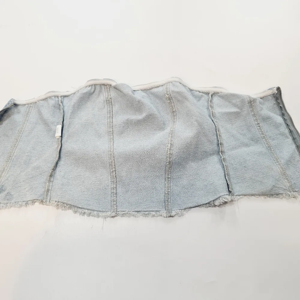 Superdown Domonique Strapless Denim Top in Denim Blue - Image 6