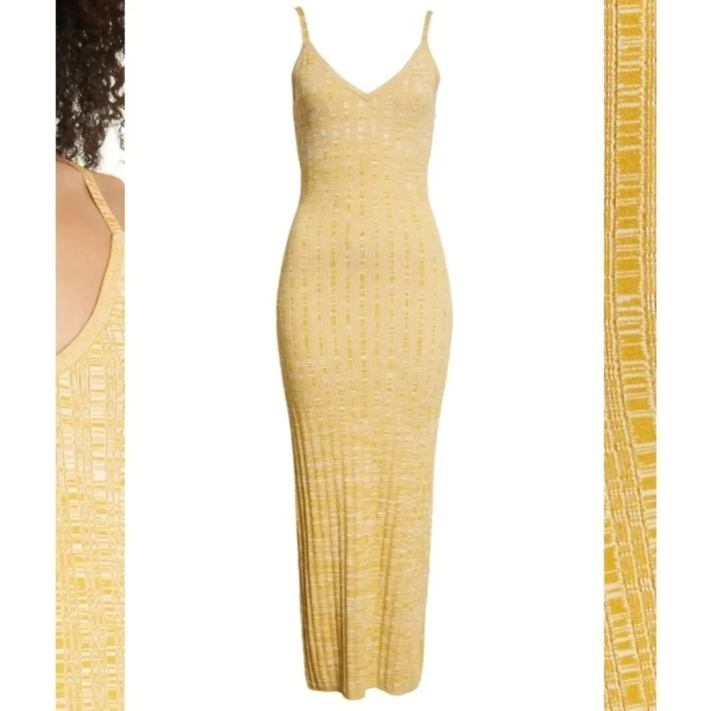 NWT! Ronny Kobo Simone Snowy Marble Knit Maxi Dress Canary Yellow - Image 6