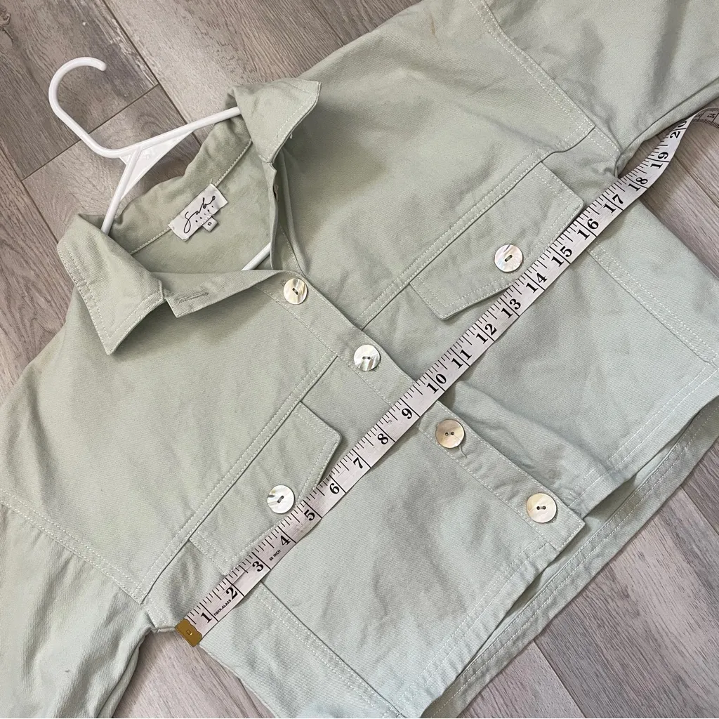 Sabo Skirt Top denim cropped button up womens Green (small) utility chic casual - Image 3