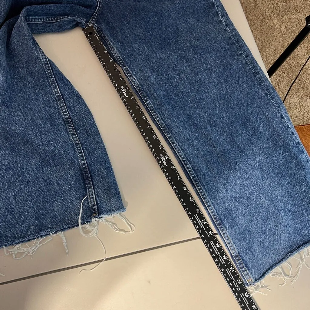 MNG Denim Jeans‎ Womens 14 Blue High Rise Wide Leg Baggy Frayed Hem Cotton Denim - Image 13