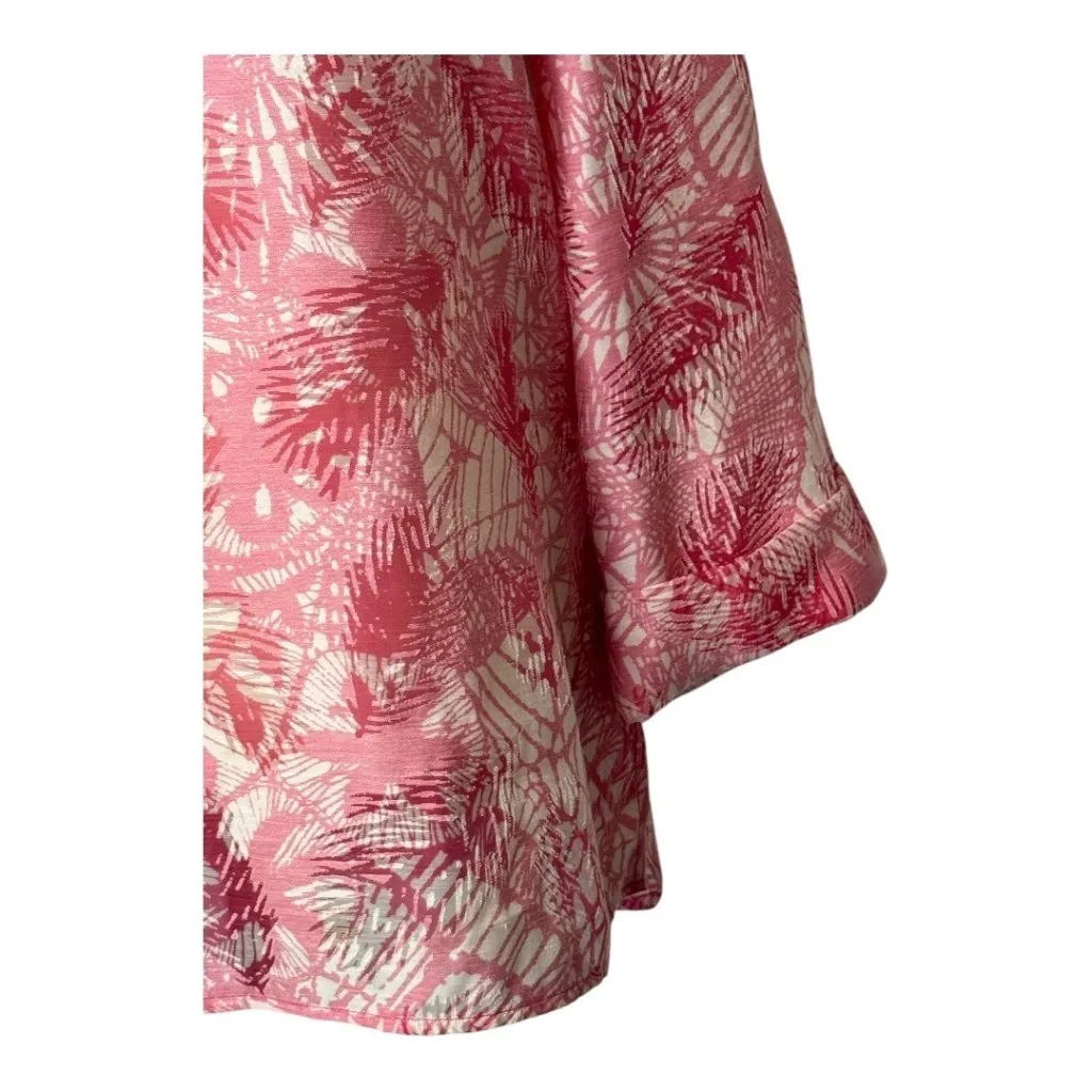 Tory Burch Shirt Women 10 Pink Floral Linen Blend Lightweight Blouse Boho Luxury - Image 4