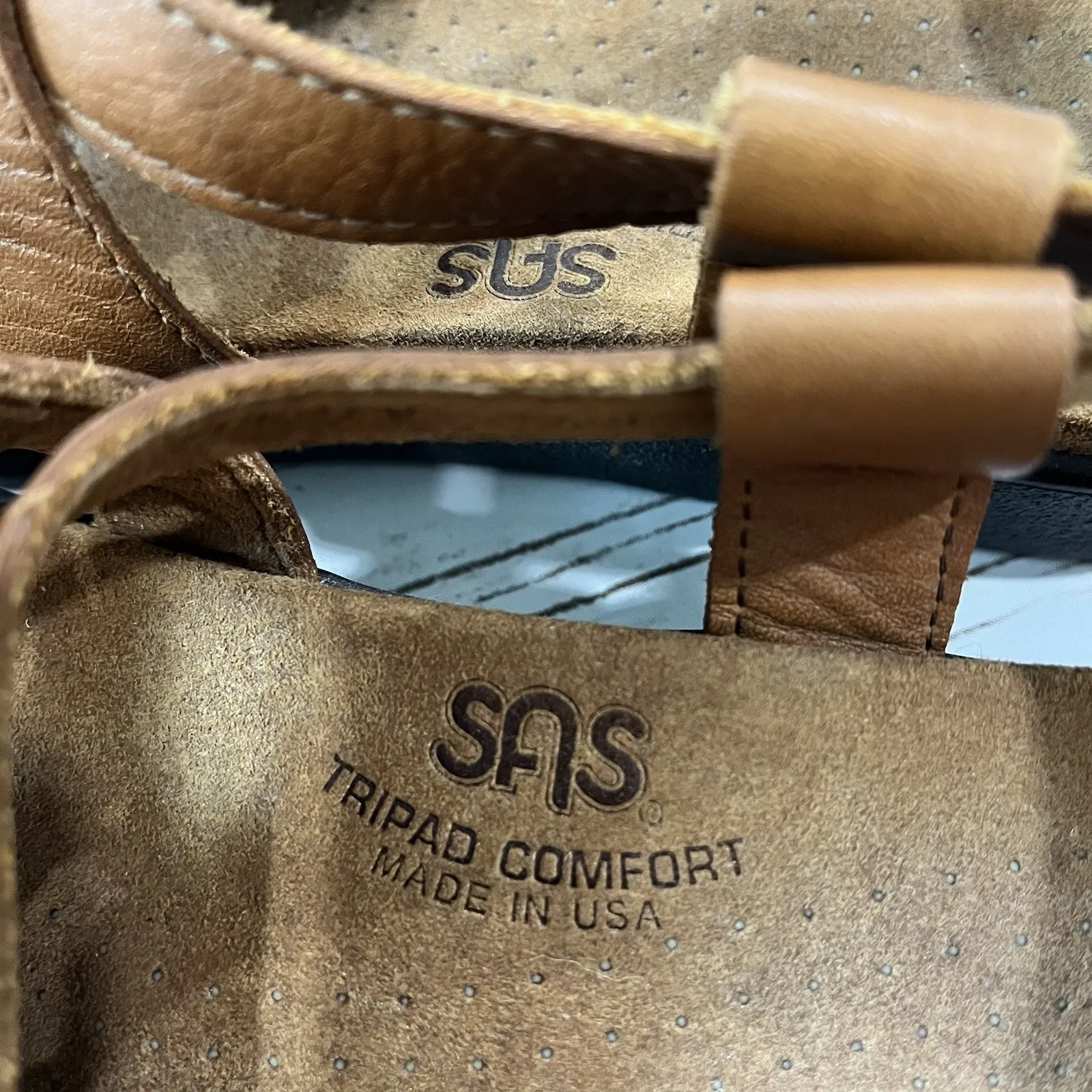 SAS Huggy Sandal Shoes Women US 8.5 N EU 39 Leather Ankle Strap Comfort Cognac Brown - Image 10