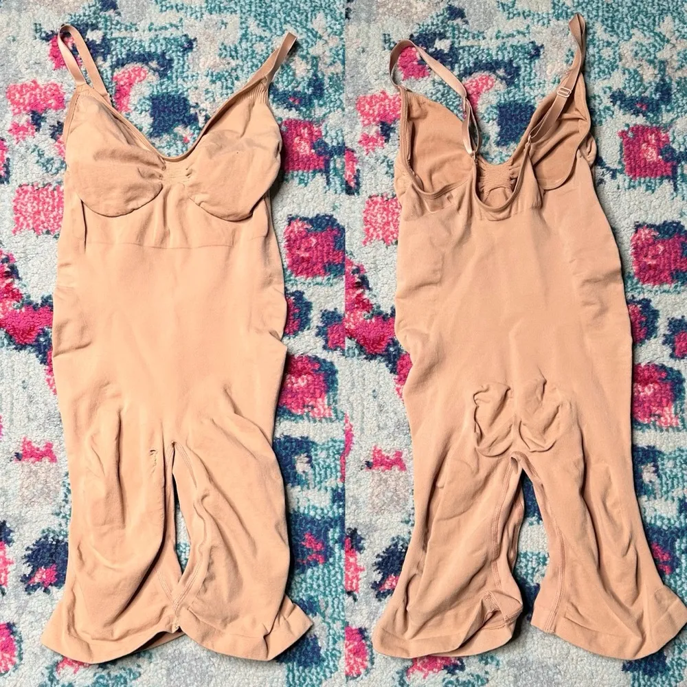 Skims Seamless Sculpt Midthigh Bodysuit in Ochre - Image 3