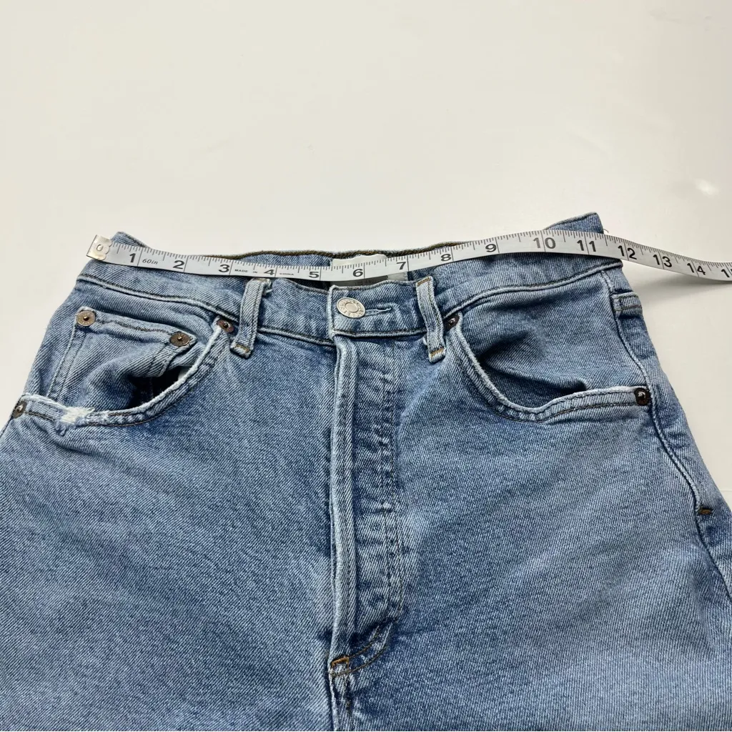 Agolde Riley Women’s Size 25 Blue High Rise Straight Crop Denim Jean Distressed‎ - Image 6