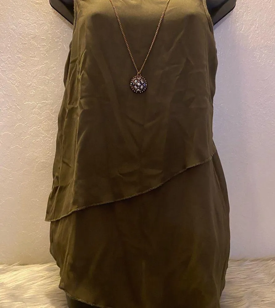 iZByer Green Sheer Blouse with Accent Necklace - Image 3
