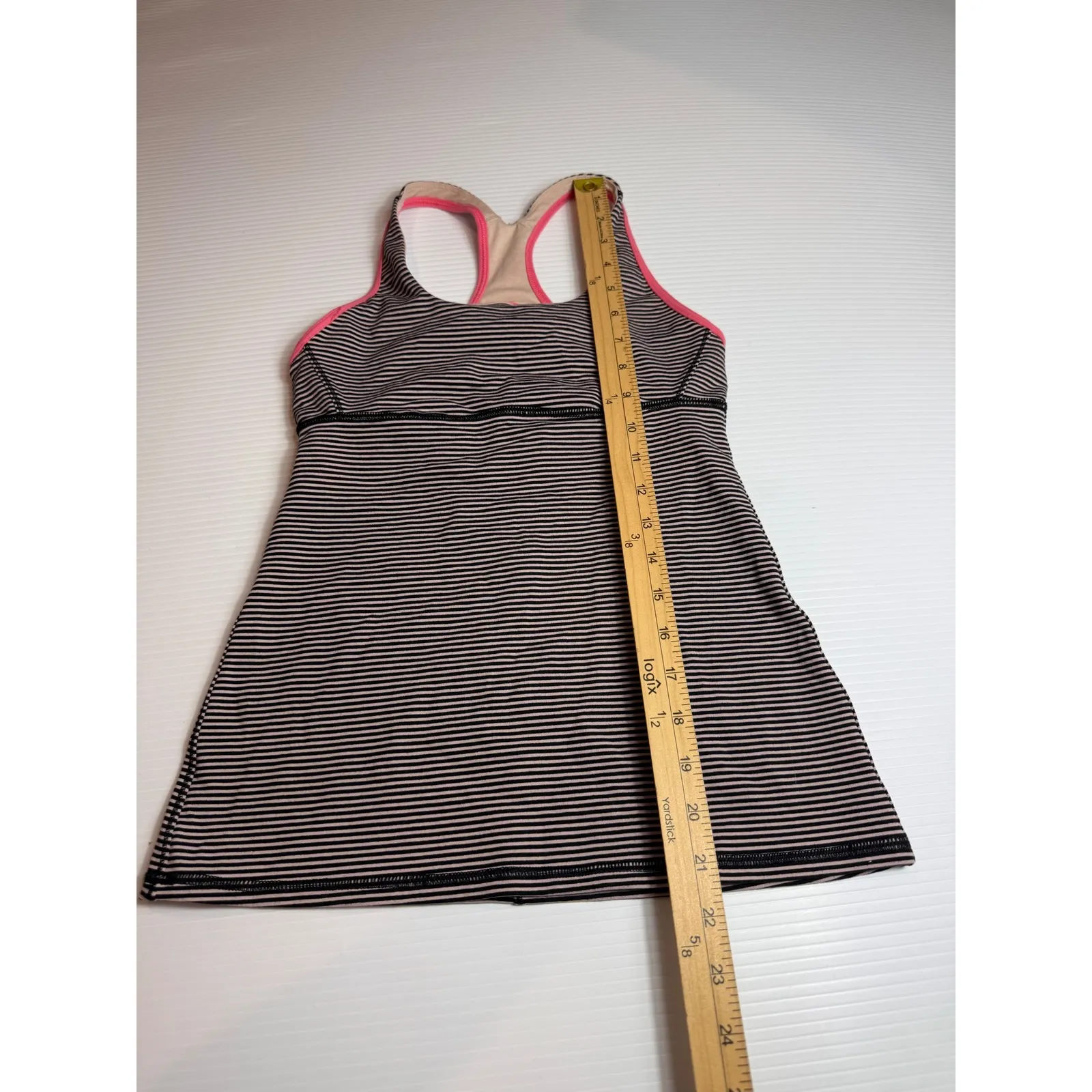Lululemon Striped Tank Top Shelf Bra Athletic‎ Workout Yoga Racerback Pink 4 - Image 2