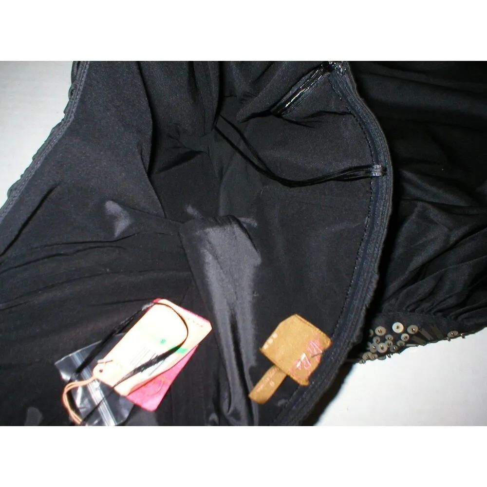 New Womens Designer Ali Ro Black Dress 8 Strapless NWT Sequin Rouched Party - Image 10