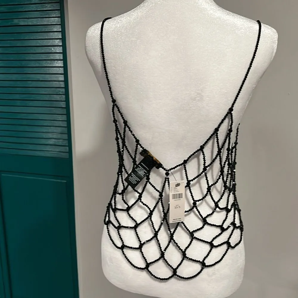 Anthropologie NWT Current Air BLACK Beaded Tank XS/S - Image 5
