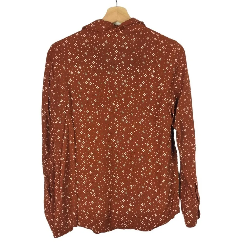 & Other Stories Rust Orange Dot Floral Long Sleeve Button Down 4 - Image 2