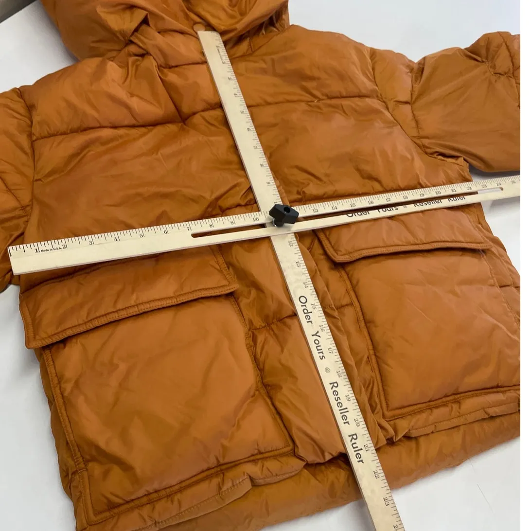 NVLT Jacket Womens Small Orange Wonder Puffer Coat Hooded High Neck Full‎ Zip - Image 9