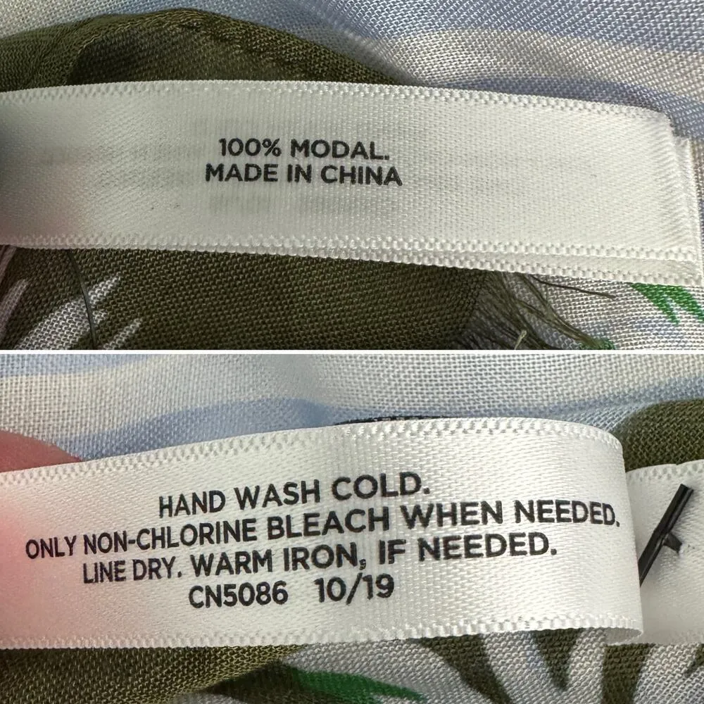 Talbots 100% modal stripe and flower scarf wrap blue olive green 25 x 72" - Image 5