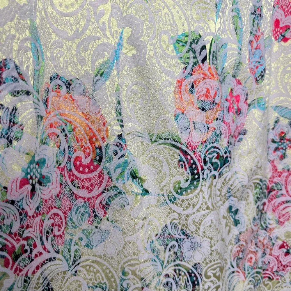 S.L Fashions Sz XS Dress Unique Yellow Empire 4 Leaf Clover Fairy Regency Lace - Image 6