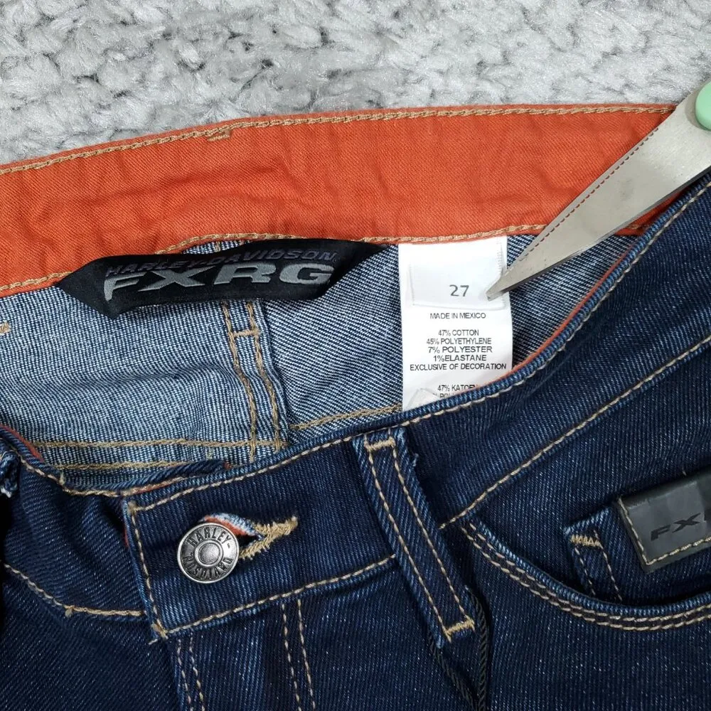 READ Harley Davidson FXRG Armalith Denim Mid Rise Jeans Blue 27 Slim Bootcut - Image 10