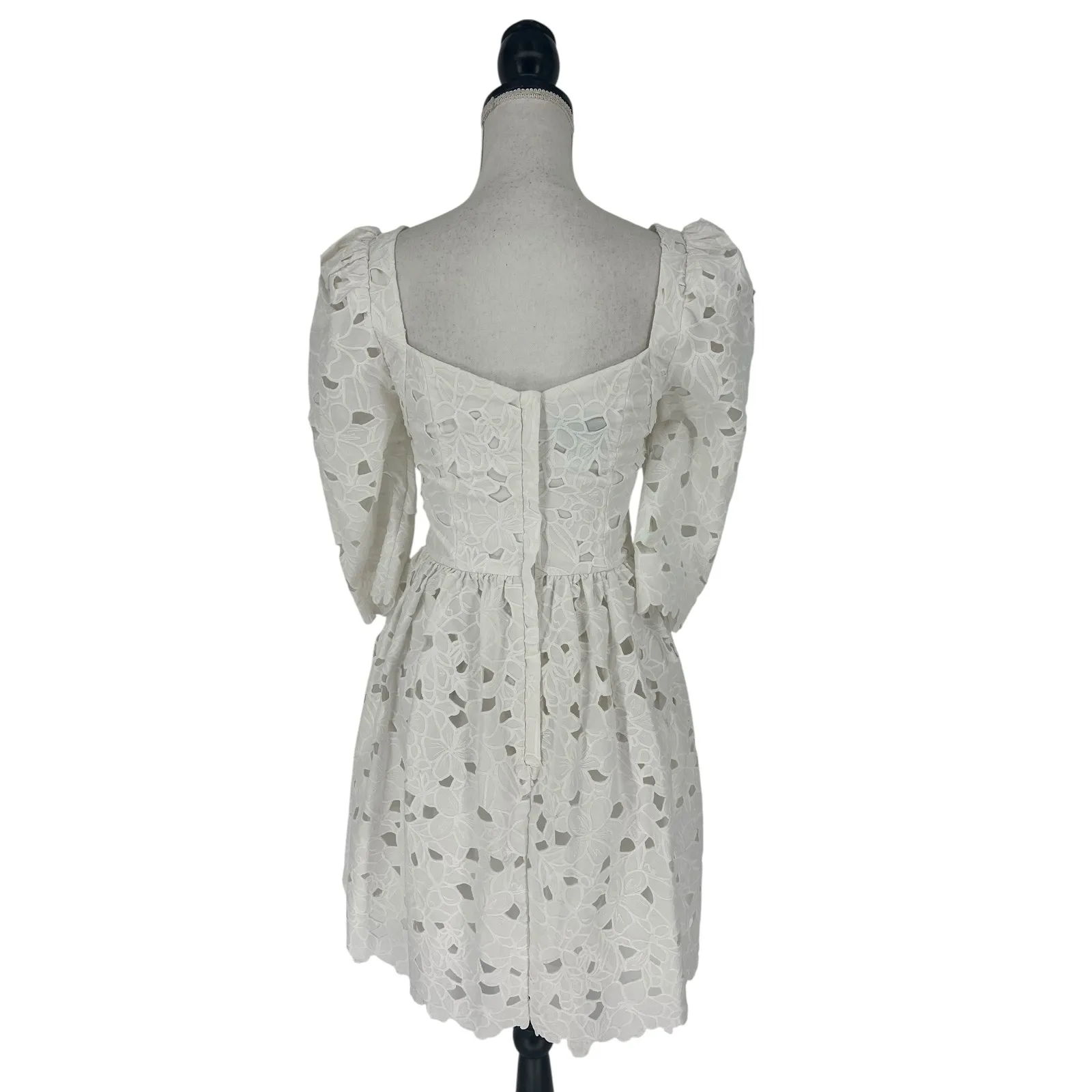Cara Cara Hart Eyelet Dress Cotton Square Neck Mini Dress Brodererie White Size 4 - Image 11