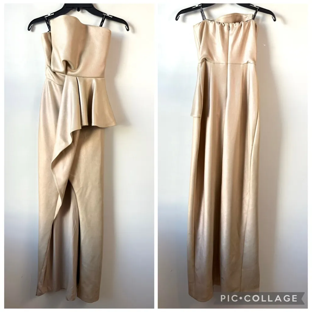 Black Halo Eve By Laurel Berman Jonas Strapless Gown Golden Dust 0 - Image 3