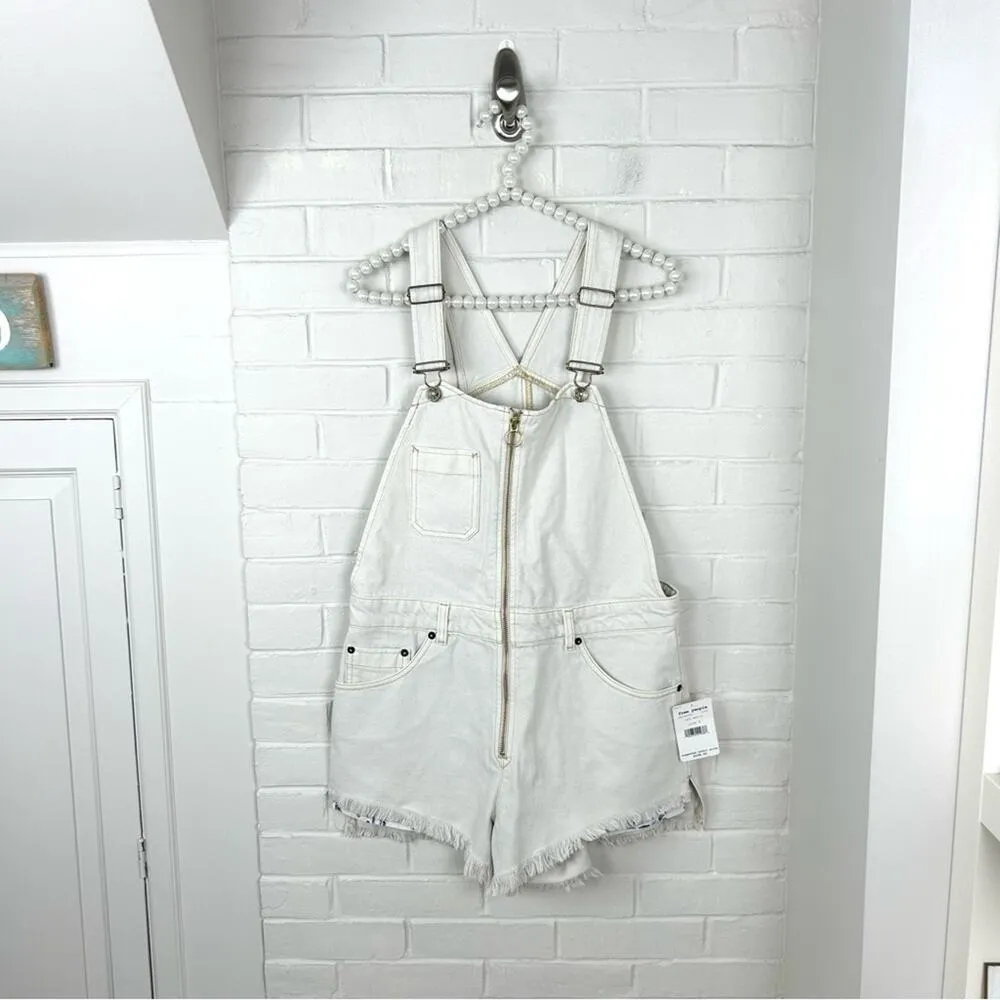 NWT We The Free Free People Sunkissed Denim Overall Shorts Size 8 - Image 2