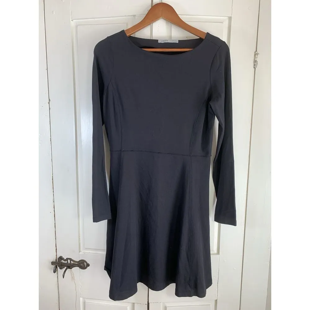Athleta‎ LS Black Dress Small LBD Minimal Athleisure Capsule Wardrobe Basic READ - Image 3