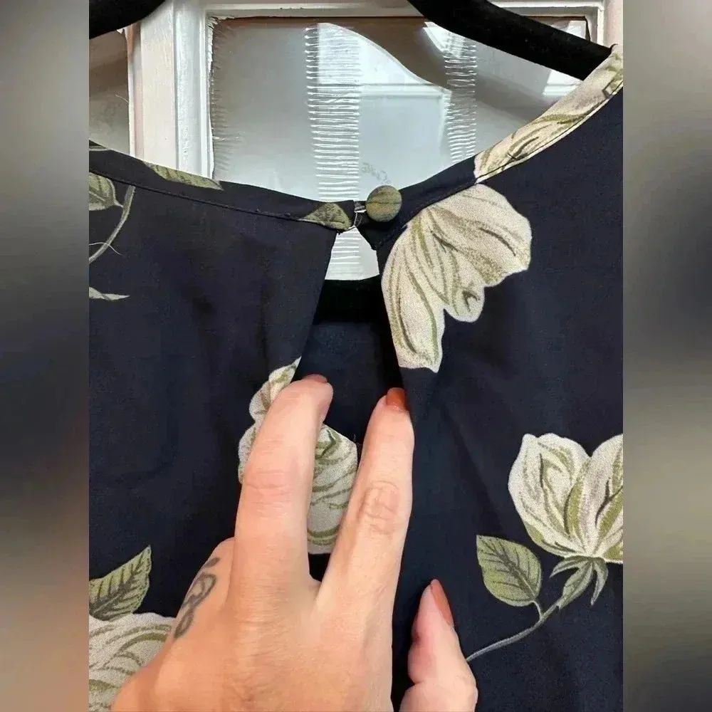 Vintage Kathie Lee | Navy Garden Floral Slip On Midi Dress Plus Size 16W - Image 3