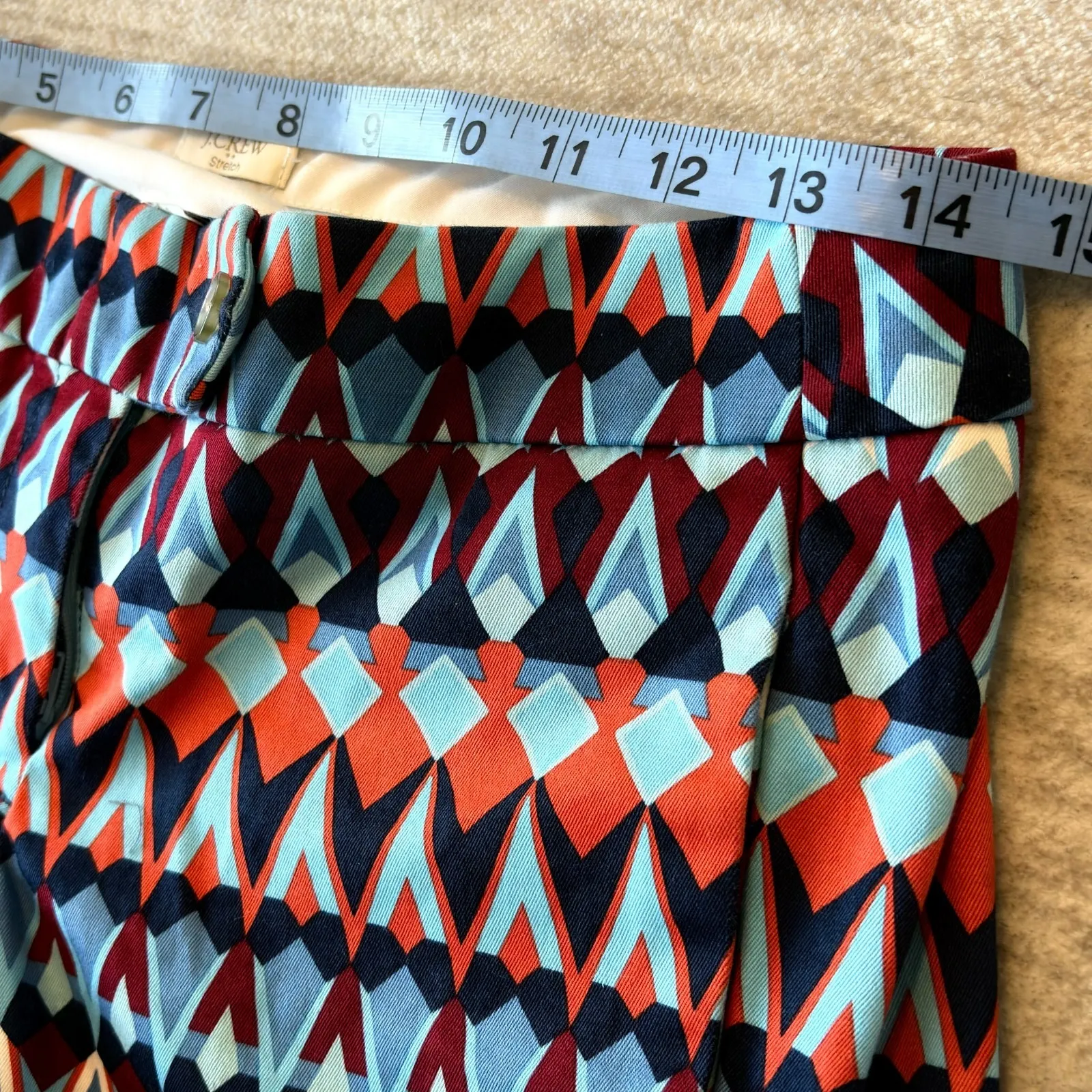 J. Crew Colorful Mosaic Printed 3" Chino Shorts Style 37569 Size 0 Low Rise Boho - Image 4