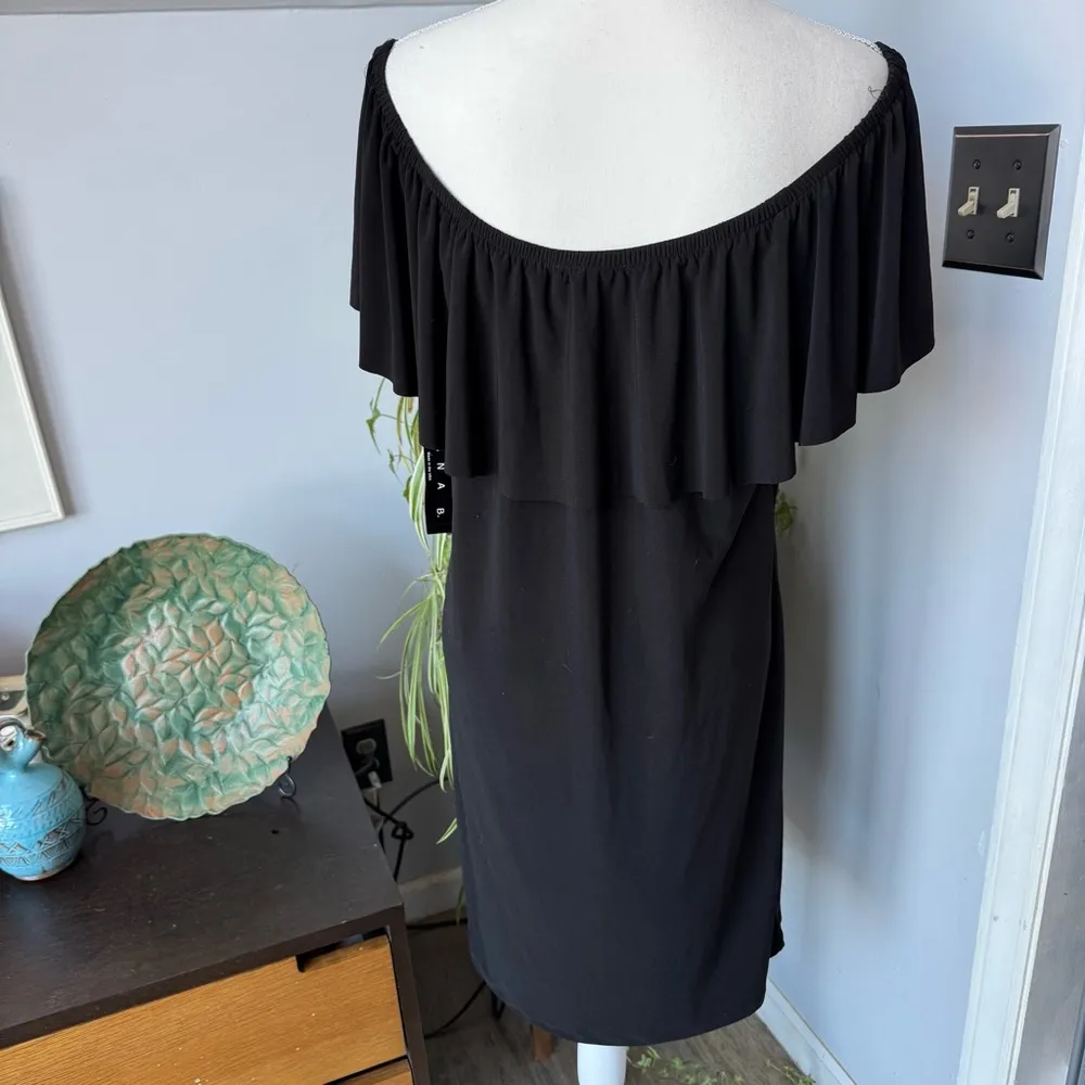 NWT Tiana B. Little Black Dress Ruffle Top Off - Image 6