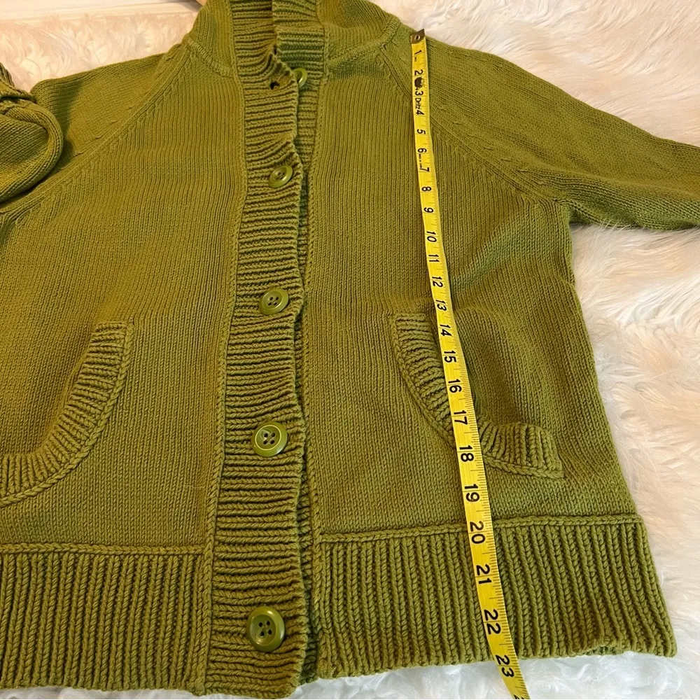 Jones New York Sport Green Hooded Button Up Sweater Jacket Pockets Women’s Large - Image 6
