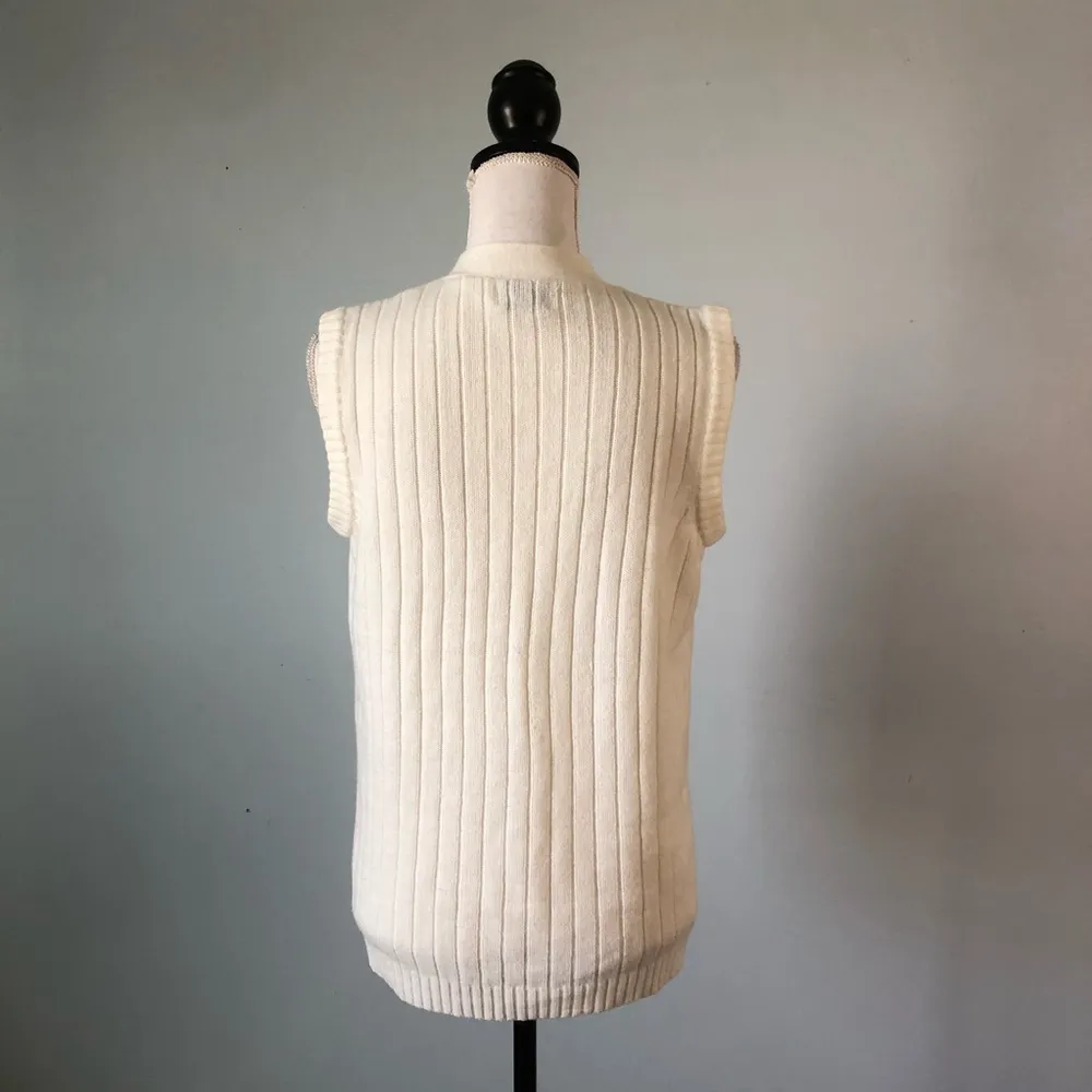 Vintage Cream Button Down Acrylic Vest Size L - Image 47