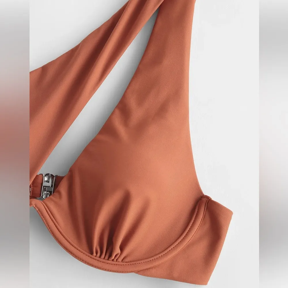 ZAFUL One Shoulder Underwire Cutout High Cut Bikini - Image 4