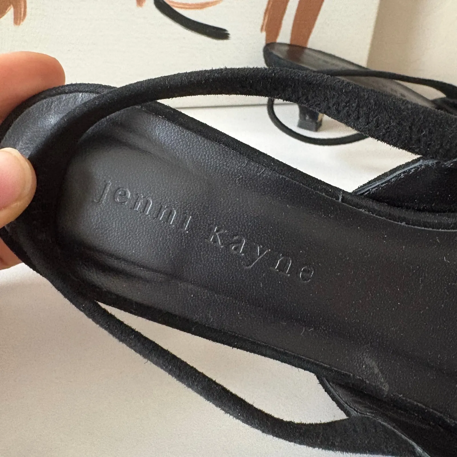 Jenni Kayne Black Suede Pointed Toe Slingback Kitten HeelsSize 37 - Image 5