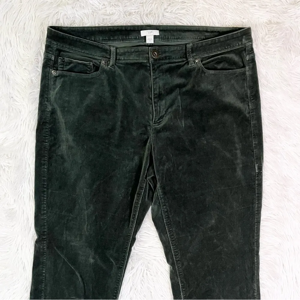 J. JILL High Rise Velvet Faux Suede Luxe Forest Green Skinny Pants Plus Size 14 - Image 3