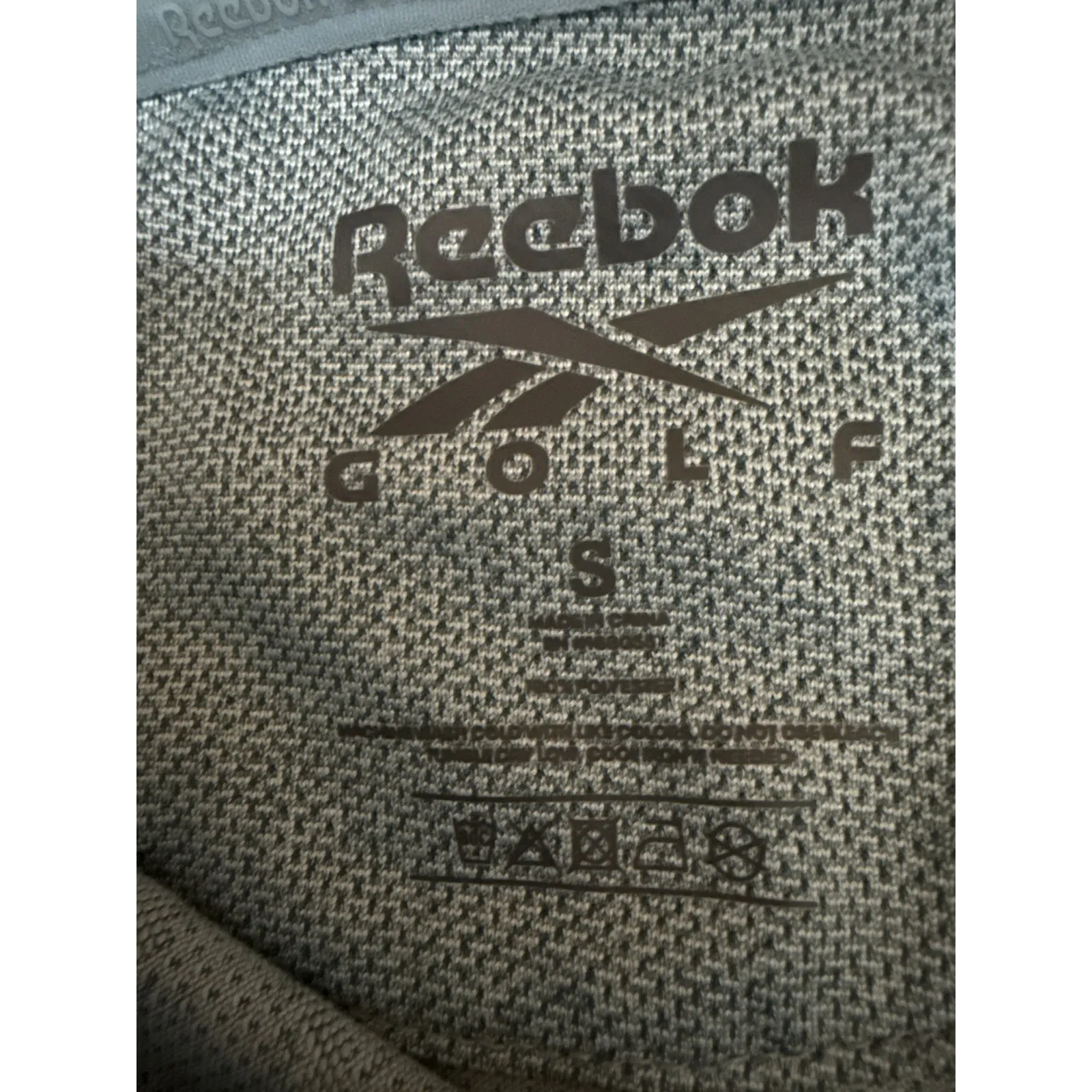 NEW Reebok Golf Blue Sleeveless Tonal Vector Jacquard Polo Shirt Top Size S - Image 3