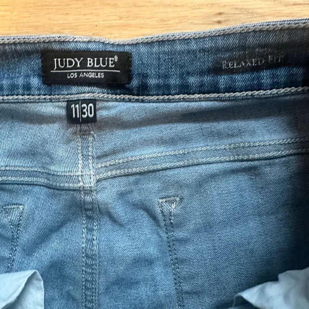 Judy Blue Distressed Blue‎ Denim Jeans Relaxed Fit Size 11 30 JB8273MD - Image 4