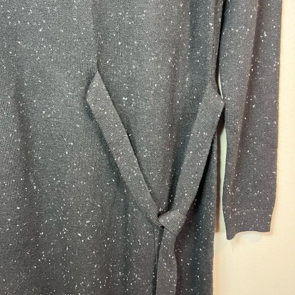 Talbots Womens Tweed Side Tie Sweater Dress Black Knit Long Sleeve Stretch Small - Image 7