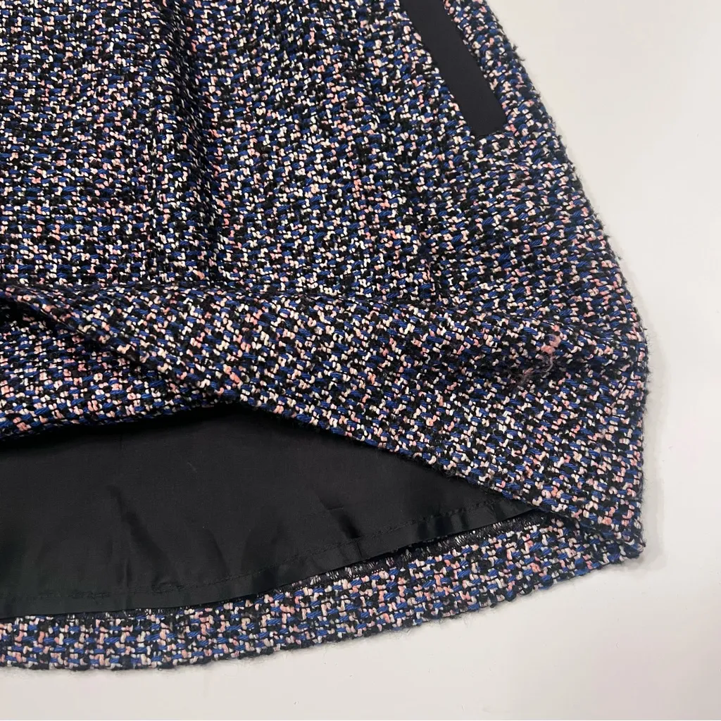 French Connection Multi-Color Tweed‎ w/ Black Contrast A-Line Mini Skirt Size 6 - Image 9