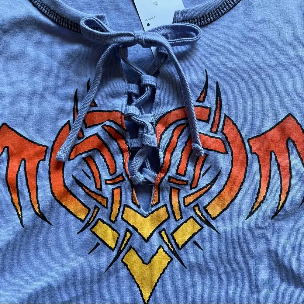 Urban Outfitters Y2K Tattoo Heart Graphic Cropped Skater Long Sleeve Knit Top M - Image 3