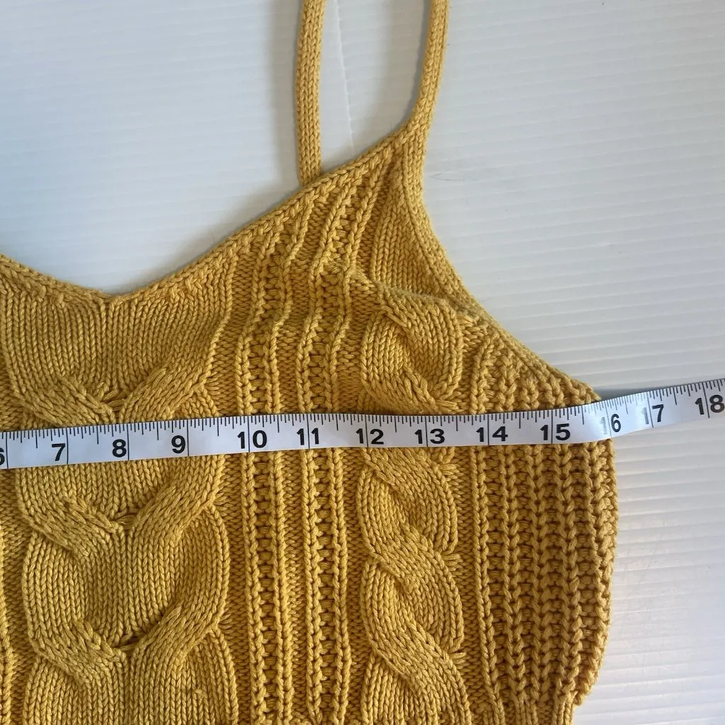 American Eagle Crochet Knit Babydoll Cami Top Sz L Gold Y2K Coquette Boho Hippie - Image 7
