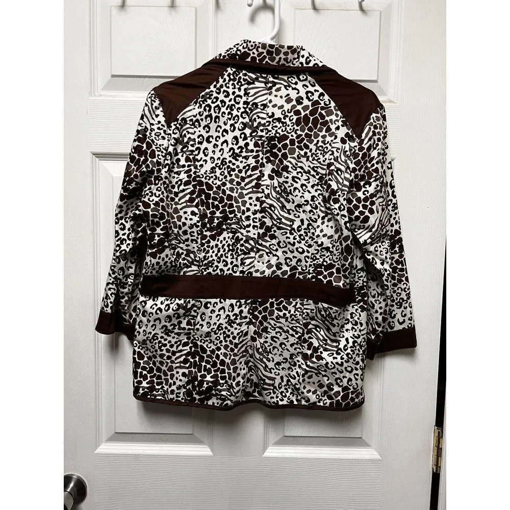 David Rodriguez Size‎ Medium Blazer Brown Jacket Cheetah Read BHWb - Image 4