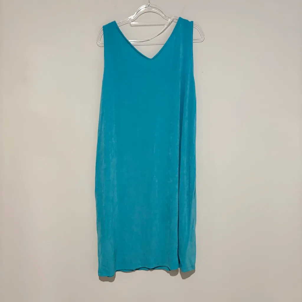 Chicos Travelers convertible slinky tank midi dress turquoise blue size 4 XXL - Image 2