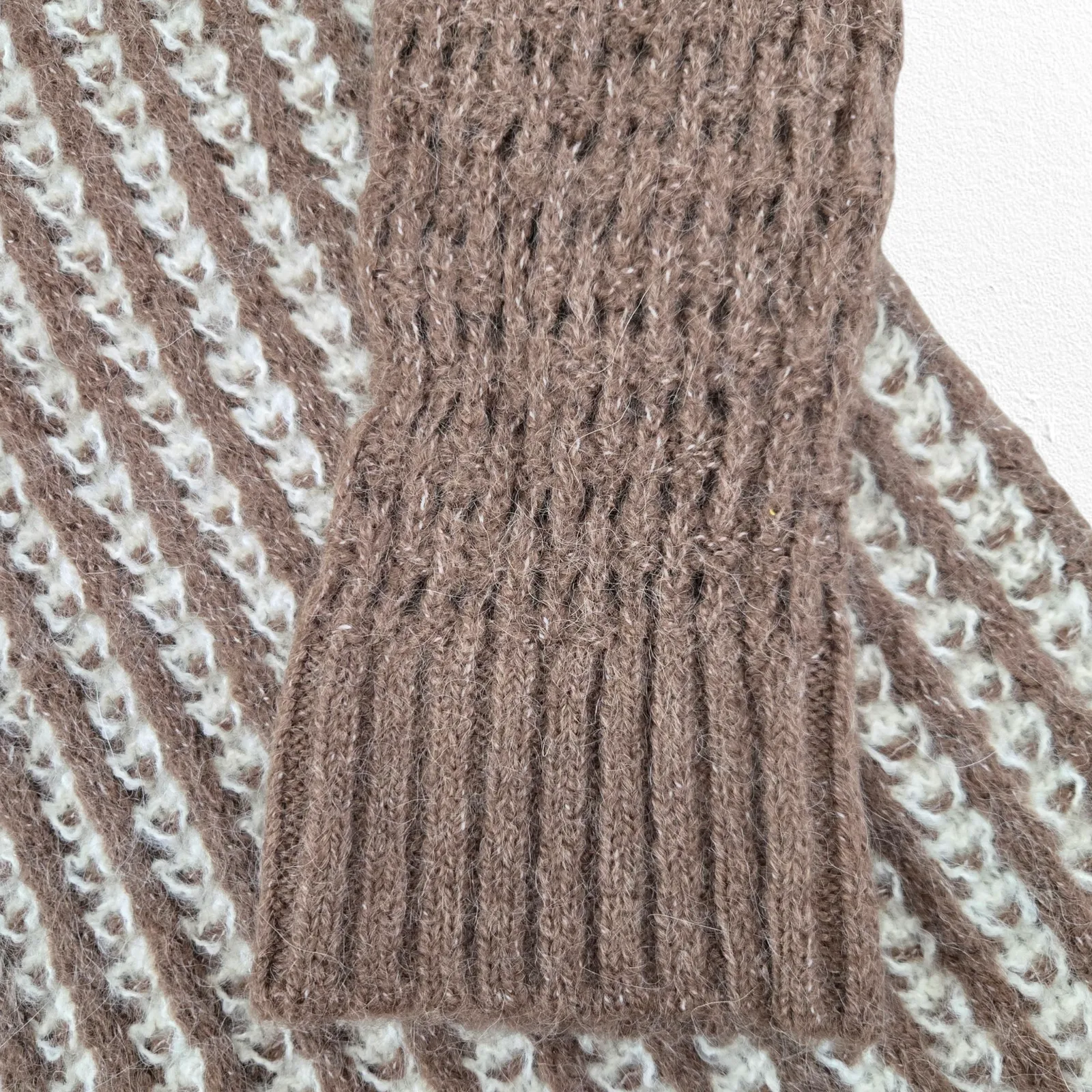 byTiMo Brown Cream Alpaca Blend Knit Turtleneck Maxi Sweater Dress Size Small - Image 3