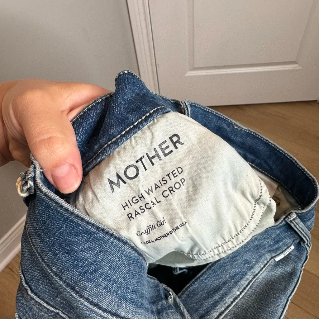 MOTHER NWT High Waisted Rascal Crop Graffiti Girl Size 30 Medium Wash Straight Blue - Image 10