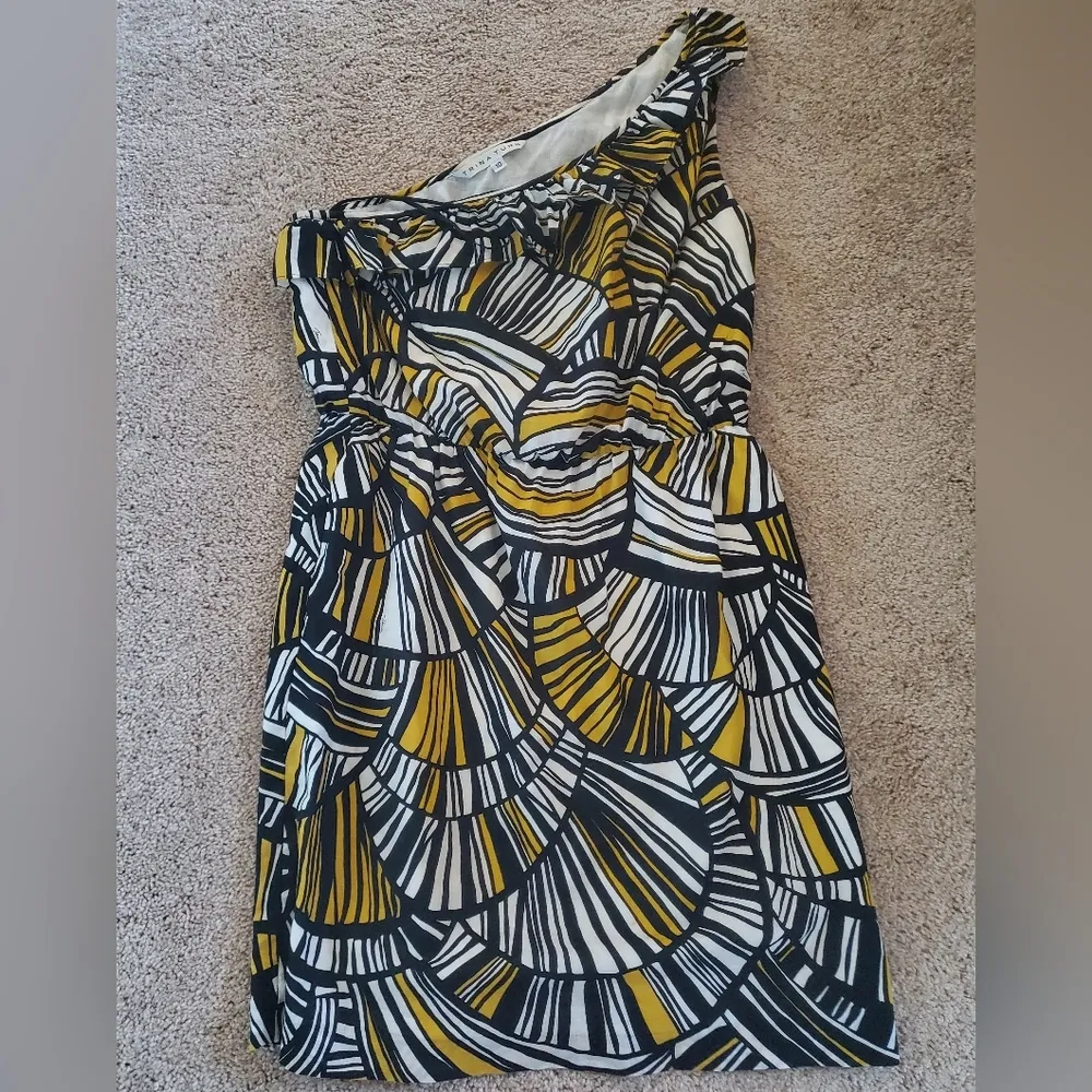 Trina Turk Rihanna Sun Mokola Palm Ruffle One Shoulder Dress Size 10 - Image 2