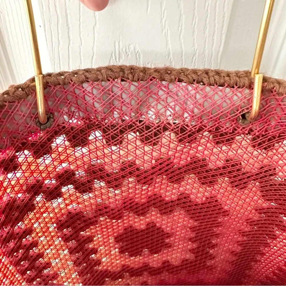 Handcrafted Made Spain Boho Vintage Retro Crocheted Granny Square Shopper Tote - Image 9